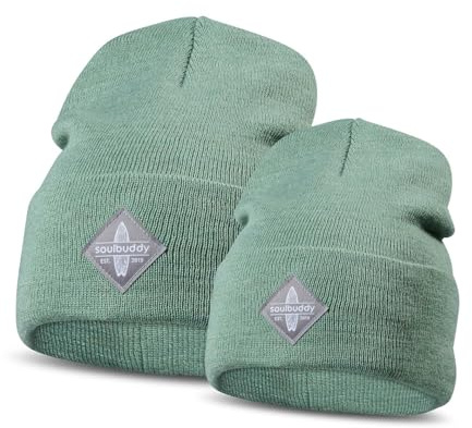 Soulbuddy Partnerlook Beanie Mützen 2er-Set One Size + Kids S, M oder L | Beanie Herren & Damen + Kinder Mütze – Wintermütze Set Vater Sohn & Mutter Tochter, Geschenk für Eltern