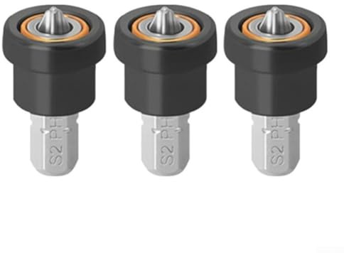 3x Magnetic Positioning Screwdriver Bits with Hex Shank, Compatible with Electric and Manual Screwdrivers, Magnetic Collar to Prevent Over Penetration of Screws (25mm)