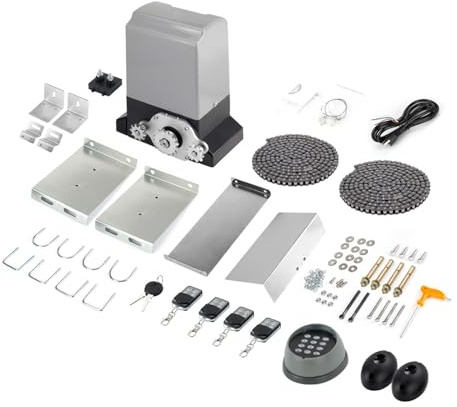 Schiebetor-Set 1500 kg, 550 W, automatischer elektrischer Schiebetoröffner, Türöffner-Set, AC-Motor, Torantriebs-Set mit 4 Fernbedienungen + APP-Steuerung