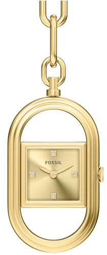 Fossil ES5487 Watch Bag Charm Uhr Damenuhr Messing vergoldet 3 bar Analog Gold