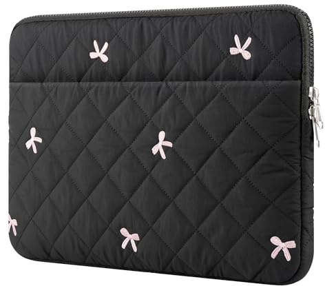 BAAGOAZ Custodia PC Portatile e MacBook 15-16 Pollici, Tasca Frontale, Nero | Fiocchi Ricamati, Sleeve Trapuntata e Imbottita, Custodia per Laptop e Chromebook 15,6/16, MacBook Air/Pro M5-M2 15,3/16,2
