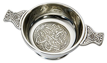 Wentworth Pewter - Celtic Circle Pewter Quaich Whisky Tasting Bowl Loving Cup Burns Night (Medium 100mm Diameter)