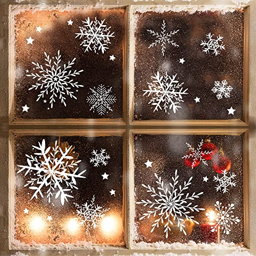 Wandtattoo-Loft Wandtattoo-Loft Fensteraufkleber Schneeflocken Set - wiederverwendbar - 24 x Aufkleber im Set Schneeflocken und Sterne / Fensteraufkleber / Fensterdeko-Set