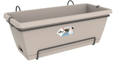 elho Barcelona XL Allin1 55 - Übertopf für Balkon & Außen - Ø 54.5 x H 23.0 cm - Braun/Taupe