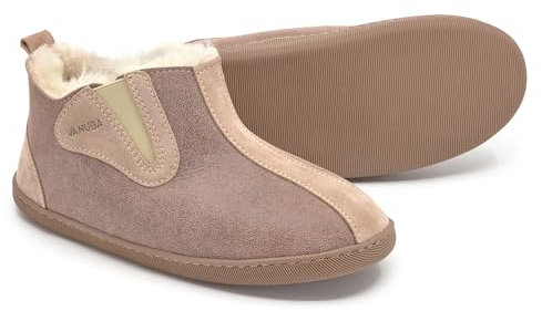 Vanuba Damenschuhe Lammfell Echtleder Wolle Pantoffeln Schlappen Damen Schuhe, beige/weiß, EU 37 37 EU Leder + Harz Beige/Weiß