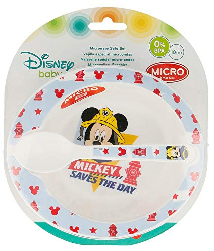 Elemed- Topolino e Pluto Mini Bol et cuillère Mickey Mouse, ST-44078, Multicolore