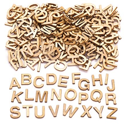 Baker Ross AW350 Mini Wooden Letter Templates (Pack of 260) For Kids to Decorate and Display - 13 mm