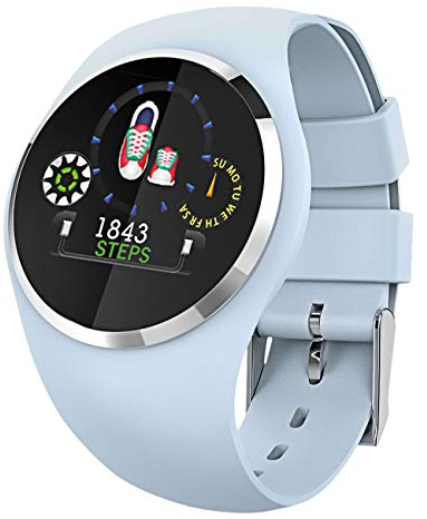 Fitness Tracker mit Herzfrequenz Blutdruck Schlaf Schritte Farbdisplay mit Animation Smartwatch Armband Uhr - 9703-5 Hellblau