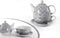 GICOS IMPORT EXPORT SRL Set thè Tazza con teiera e piattino in Porcellana Decorato 15,5+13,5 CM ELA-780769