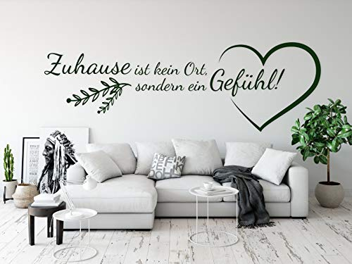 tjapalo® a33 Wandtattoo Zuhause ist kein Ort sondern ein Gefühl Wohnzimmer Wandspruch Zuhause ist Wanddeko Flur Diele Wandaufkleber, Größe: B58xH20cm, Farbe: hellbraun