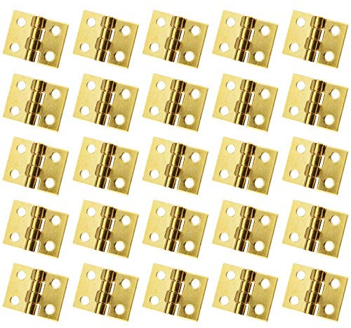 DMGARDEN 100 pcs Small Mini Hinges,Door Hinges,Vintage Hinge,Cabinet Hinges,Mini Cabinet Drawer Butt Hinges Connectors (Gloden)