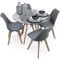 Homely - Conjunto de Comedor Tower 100 Day Cristal Mesa de Cristal Redonda de 100 cm y 4 sillas Day (Gris Oscuro)