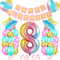 Luftballon 8 Geburtstag Bunte, Kindergeburtstag Deko balloon Set, Happy Birthday Banner Luftballons, Geburtstagsdeko 8 Jahr Mädchen, Bunt Folienzahlen Ballons 8, Deko für Mädchen Junge Regenbogen