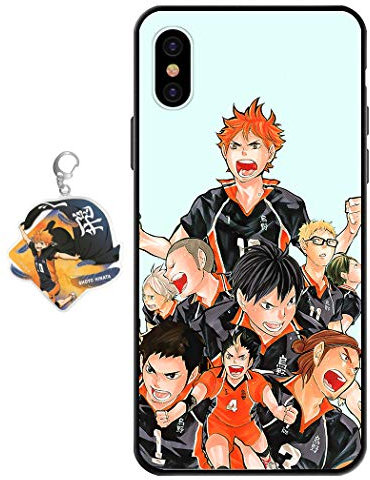 Compatible with iPhone XS Max Case Anime Design [With Figure Keychain], Soft Silicone Flexible TPU Volleyball Animation Phone Case for iPhone XS Max