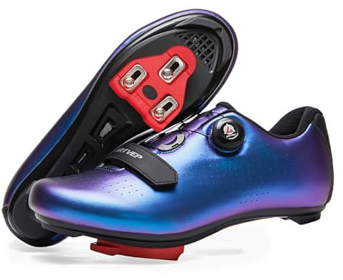 ARTVEP Fahrradschuhe Herren Damen Rennradschuhe MTB Radschuhe Kompatibel mit Look SPD SPD-SL Delta Lock Pedal Reitschuhe Peloton Schuhen Blau EU39 / 245