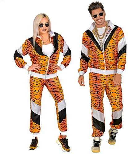 W WIDMANN MILANO Party Fashion - Kostüm Trainingsanzug | Jacke und Hose, 80er Jahre Outfit im Animal Print, Jogginganzug für Karneval & Mottoparty