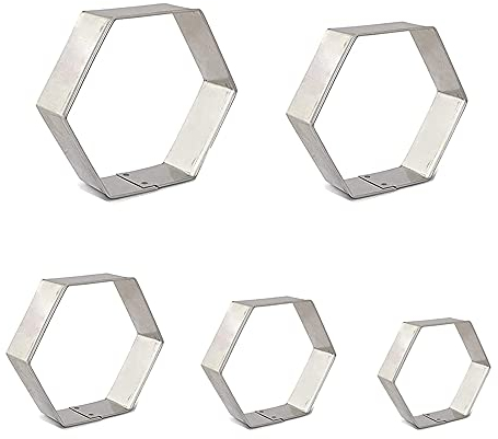 Set di 5 formine esagonali per biscotti e biscotti, misure assortite, per biscotti e panini