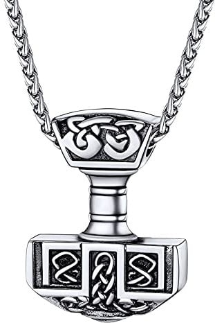 U7 Stainless Steel Mjolnir Thor Hammer Necklace Nordic Jewellery For Men Women