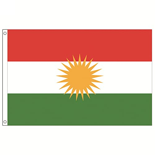 Kurdistan Flagge 3x5 Ft Lebendige Farbe Curdistan Flaggen Banner 2 Tüllen Und Doppelt Genäht