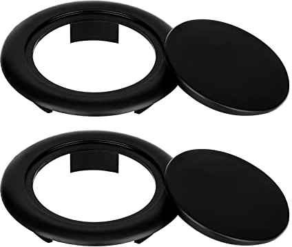 Savita 2 Ensembles Capuchons et Anneau pour Trou de Table de Patio, 5,08cm Plastique Bouchon de Trou pour Parasol Anneau de Trou de Parapluie pour Plein Air Été Fêtes de Jardin (Noir)