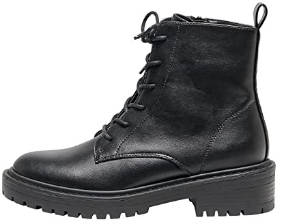 ONLY ONLBOLD-17 PU Lace UP Boot-Noos, Stivaletti Donna, Nero, 39 EU