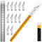 Artcut 1 Pz Coltello Artigianale Coltello Hobby Coltello Exacto con 11 Pz Kit Lame in Acciaio Inossidabile, 1 Pz Acciaio 15 CM Righello per Arte, Scrapbooking, Stencil (Oro)