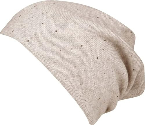 Capelli New York Damen Beanie mit Glitzersteinen - Beige