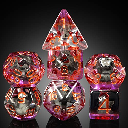 Squirrel D&D Dice, DNDND Resin Dice Set with Velvet Bag for Dungeons and Dragons D&D Role Playing Games and Tabletop Games (Squirrel)