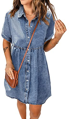 Roskiky Trauzeugin Kleid Hawaii Kleid Kleid Damen Sommer Tshirt Kleid Damen Strand Kleid Damen Sommer Bohemian Kleid Bay Blue M