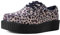 T.U.K. Anarchic Creeper - Zapatos Hombre y Mujer - Colour Brown Leopard Vegan Fur - Zapatos con Cordones Estilo Puck, Gótico y Rockero - Talla EU40