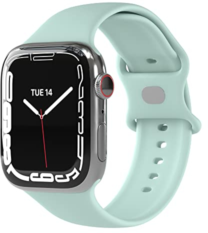 EAZY CASE Sport Armband kompatibel mit Apple Watch 38mm 40mm 41mm 42mm verstellbares Ersatzarmband aus Silikon Sport Loop für Apple Watch Serie 9 8 7 6 5 4 3 2 1 SE für Damen und Herren Mint Grün