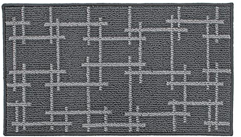 JVL Vector Machine Washable Latex Backed Doormat, 40x70cm, Grey