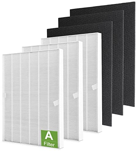 115115 HEPA Replacement Filters A for Winix PlasmaWave Air Purifier C535 5300 5300-2 6300 6300-2 P300 AM90 C909 9800, 3 True HEPA Size 21 Filter + 3 Activated Carbon Pre-Filters
