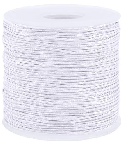 Uiopa Nylon Cord, 0.7mm x 131 Yards Nylon String for Bracelet Making, Beading Thread Bracelet Cord for Necklace, Jewellery Making, Macrame, DIY Crafts, White