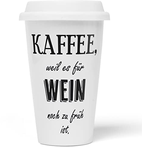 JUNIWORDS To-Go Becher mit Deckel, Kaffee, weil es für Wein noch zu früh ist (1009548)