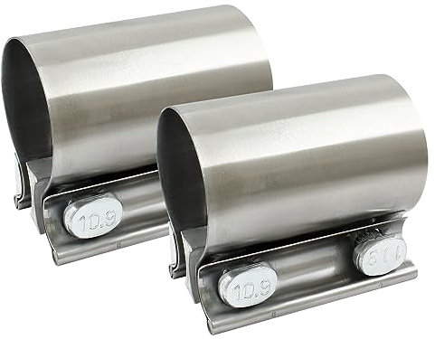 Zorveiio - 1-3/4 Exhaust Clamp, Heavy Duty 304 Stainless Steel with Turn Gasket, Repair Clamp for Emergency Pipe Repair 2 Pack