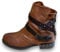 Damen Stiefeletten Biker Boots - Stiefel mit Nieten Blockabsatz - bequeme Herbst Winter Frauen Schuhe Schnallen ST14 Camel 40