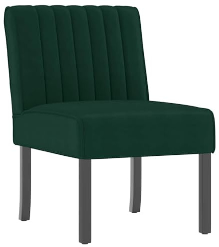 vidaXL Polsterstuhl, Polstersessel für Wohnzimmer Büro Schlafzimmer, Relaxsessel ohne Armlehnen, Relaxstuhl Sessel Stuhl Bürostuhl, Dunkelgrün Samt