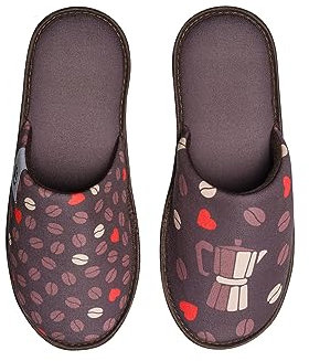 Dedoles Hausschuhe Damen Herren & Kinder Memory-Foam viele lustige Designs Einhorn Musik Regenbogen Comics Spiele Geschenk, Farbe: Zeit für Kaffee, Gr.: 40-41 EU
