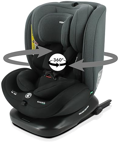 Nania - Siège auto DUNE Pivotant 360° I-Size 40-150 cm - Evolutif dès la naissance jusqu'à 12 ans environ - Groupe 0+/1/2/3 - Fixations isofix - Protections latérales