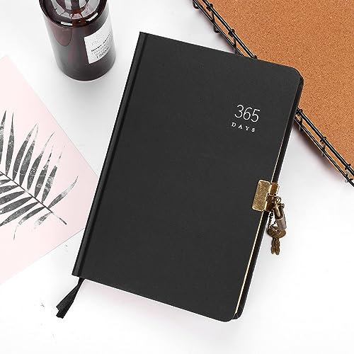 PEYNIR Notizbuch A5 Kraft Journal Notizbuch, abschließbares Tagebuch, Sammelalbum, Hardcover, Reisetagebuch mit Schlossschlüssel, 1-Jahres-Planer, Vintage, persönliches Geheimtagebuch Notizbuchordner