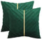 Tosleo Kissenbezüge 2er Set Samt Kissen mit Goldfarbenem Leder 50 x 50 cm Dekokissen Moderne Luxuriös für Sofa Gartenbett Couch Wohnzimmer Sofakissen Bett (Green, 50 x 50 cm)