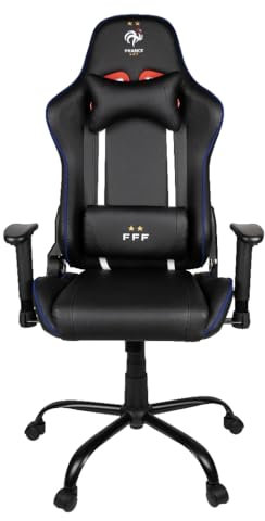 Konix FFF Chaise de Bureau Gaming Premium - Inclinaison siège 150° - Cuir polyuréthane - Coussin lombaires et cervicaux réglable - Appui-tête - Noir