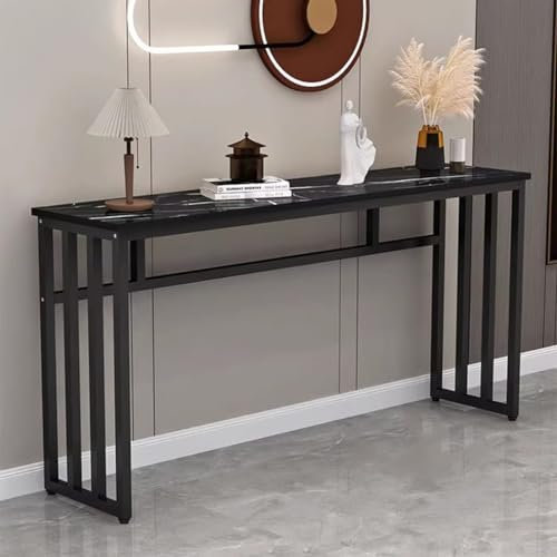 HGTYT Hallway Console Table Narrow Console Table Console Table, Steel Frame Sofa Table with Storage Shelf, Metal Golden Legs, Narrow Entryway Hallway Table