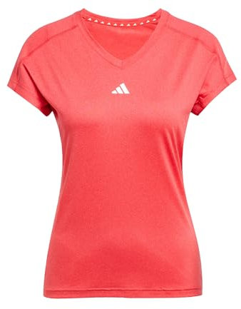 adidas Damen AEROREADY Train Essentials Minimal Branding V-Neck Tee, Pure Ruby/White, M