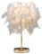 GUANSHAN Weiße Feder-Tischlampe, Nachttischlampe mit goldenem Sockel, Feder-Tischleuchte, Schreibtisch-Lampenschirm für Schlafzimmer, Heimdekoration, Fotografie-Requisiten