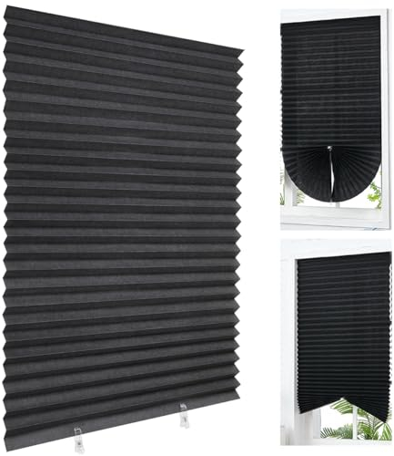 Temporary Blackout Blinds 150 * 60cm Self Adhesive Blinds No Drill Blinds Comes with 2 Clips for Easy Installation Suitable for Bedroom Kitchen Bathroom Window