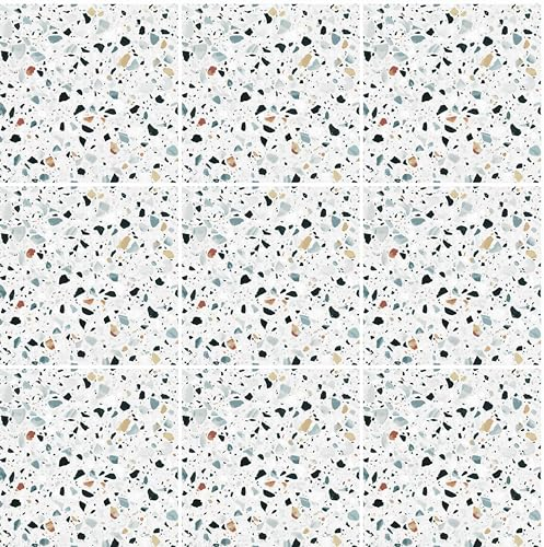 HUBDECO - Fliesenaufkleber - Küche, Badezimmer Deko - Klebefliesen - Wand Deko - Klebefolie Küche - Küchenrückwand Deko - Selbstklebende Fliesen - 9 Stk. - Terrazzo Muster - 10x10cm
