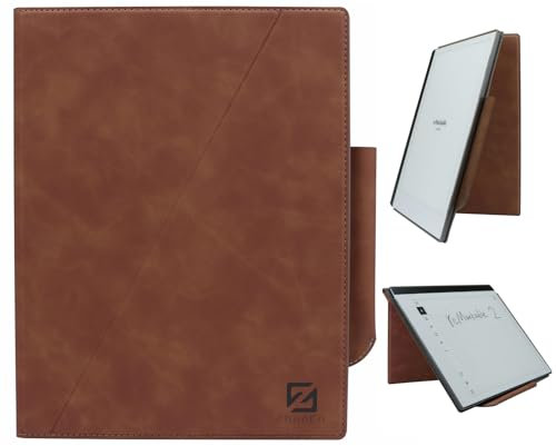 ZhaoCo Hülle für Remarkable 2 Paper Tablet 10.3 2020, Schlanke Leichte Schutzhülle Buch Folio Schutzständer Ledertasche mit Eingebautem Stifthalter - Braun