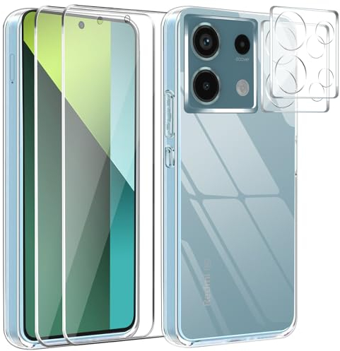 Handyhülle für mit Xiaomi Redmi Note 13 Pro 5G (Nicht für 4G) / Poco X6 5G Hülle mit 2 Stücke Schutzfolie und 2 Stücke Kameraschutz, Weich und Transparent TPU Schutzhülle